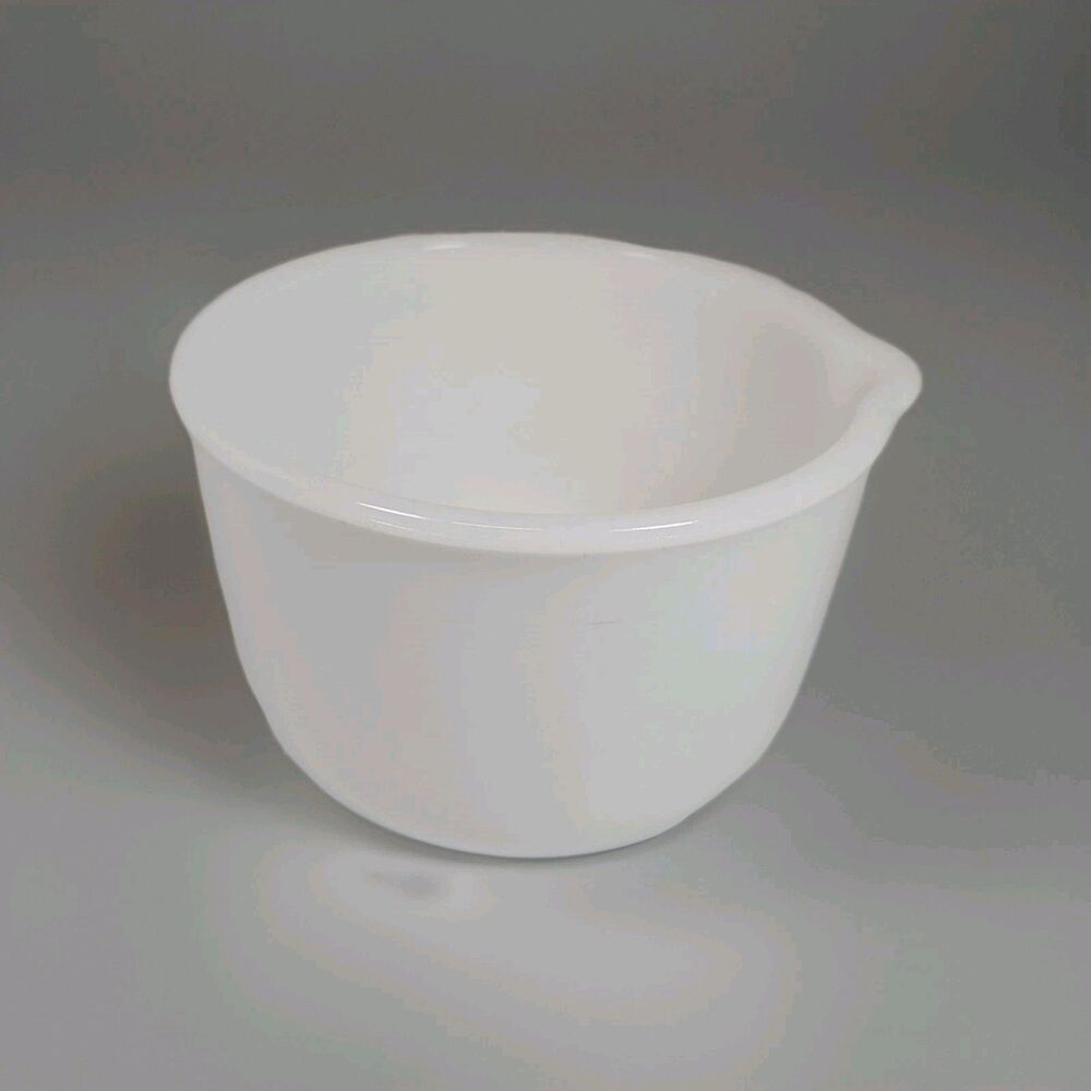 Glasbake Sunbeam Small Milk Glass Mixing Bowl with Pour Spout Made in USA #16